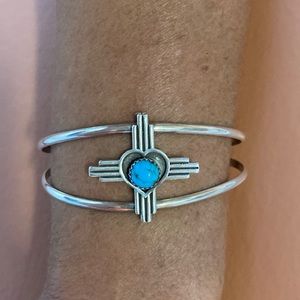 Native American silver and turquoise cuff